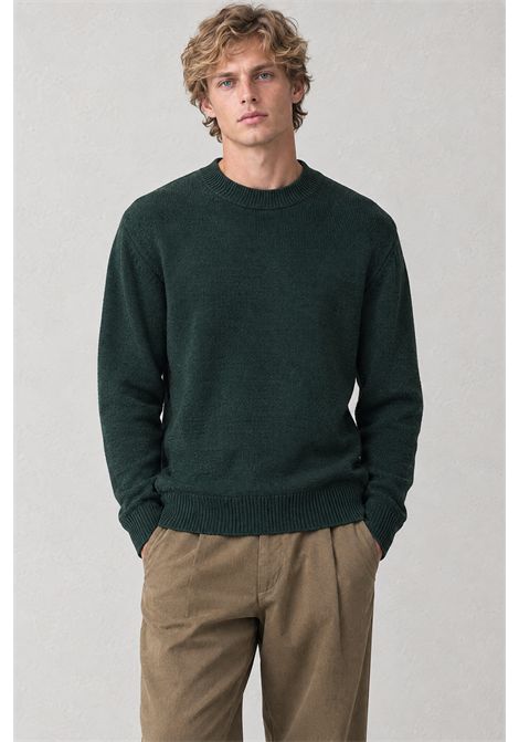 Paolo Pecora Crew-Neck Sweater in Wool with Ribbed Trims in Green Men's PAOLO PECORA |  | A028 F0095588